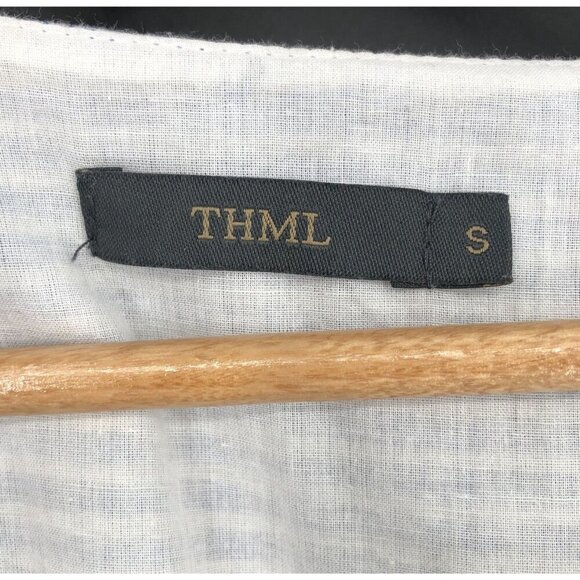 THML Women's Striped Embroidered Mini Beach Dress Size S Coastal Summer Tassels - Picture 3 of 9